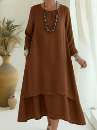 Alena | Elegantes Midi-Kleid mit sanftem Stoff – Kaffee