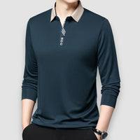 Enzo | Long Sleeve Business Polo Shirt – Blau