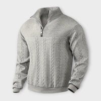 Rafael - eleganter Vintage Half-Zip Pullover – Hellgrau
