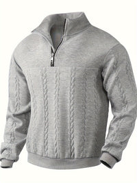 Roberto™ -Vintage Herrenpullover mit Reißverschluss – Hellgrau