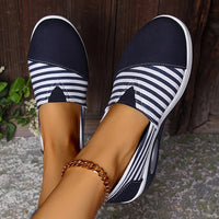 Tasha - Bequeme orthopädische Schlupf Auf Turnschuh Mit Streifen – Blau