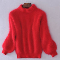 Emilie - Locker gestrickter Wollpullover – Rot