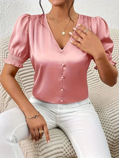 Abella™| Elegante Bluse Mit V-Ausschnitt Und Puffärmeln