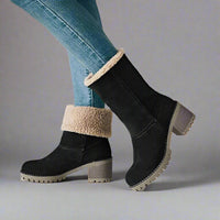 Mara | Rollbare Wollstiefel für ultimativen Komfort – Schwarz