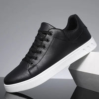 Rex | Herren Leder-Sneaker Low-Top Cupsole Casual – Schwarz