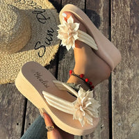Sophia - Chic Floral Damen Flip-Flops – Beige