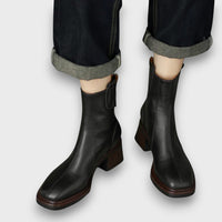 Fien – Klassische Ankle Boots aus Leder – Schwarz