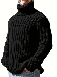 Lysander – Pullover Mit Hohem Kragen Und Rippstrick – Schwarz