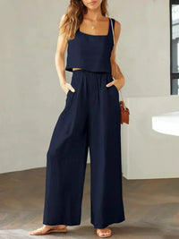 Sofia | Komfortables Damen Set aus Top und Hose – Marine