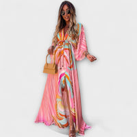 Isla - Stilvolles Buntes Kleid – Hellrosa