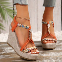 Esme | Vintage Style Frauen Sommer Wedges Sandalen – Orange
