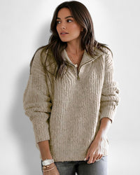Winter Pullover für Damen im Troyer-Stil – Beige