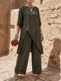 Gwynda - Soft-Touch-Set aus Oberteil und Hose – Grün