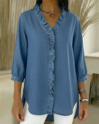 Bilma™ – Elegante Bluse mit Rüschendetails – Blau