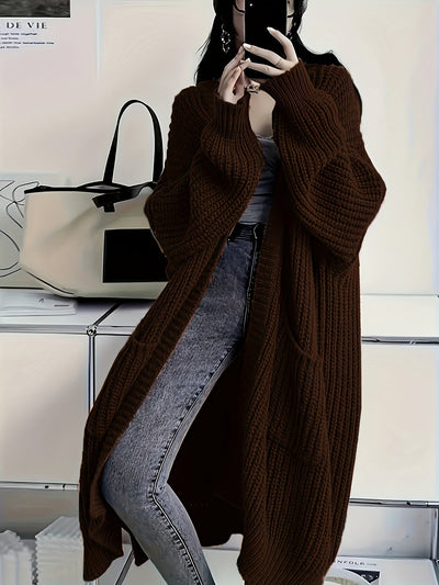 Leyennae | Grauer Strick-Cardigan mit offener Vorderseite