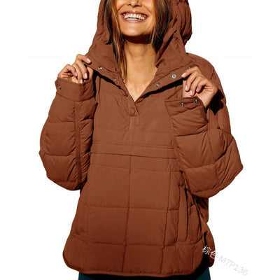 Meia | Warme Hoodie-Daunenjacke für Frauen – Dick und Baumwollgepolstert