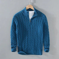 Adam | Eleganter Pullover mit halbem Reißverschluss – Blau