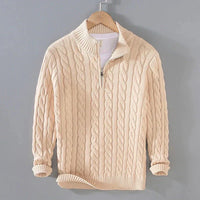 Adam | Eleganter Pullover mit halbem Reißverschluss – Creme
