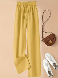 Paula | Leinenhose mit hohem Bund und Leichtigkeit – Gelb