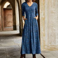 Sophie - Klassisches Damenkleid mit langen Ärmeln – Blau