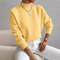 Roxana - Eleganter Damenpullover mit mittelhohem Kragen – Gelb
