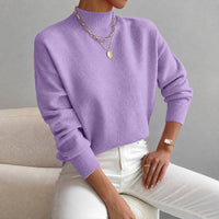Roxana - Eleganter Damenpullover mit mittelhohem Kragen – Lila