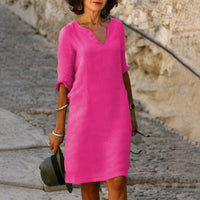 Sara - Elegantes, einfaches Kleid – Rosa