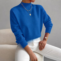 Roxana - Eleganter Damenpullover mit mittelhohem Kragen – Blau
