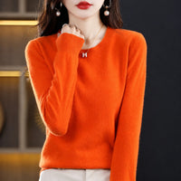 Erica - Bequemer Damenpullover mit Rundhalsausschnitt – Orange