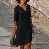 Sara - Elegantes, einfaches Kleid – Schwarz