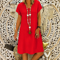 Felicia - Locker und bequem geschnittenes Kleid – Rot