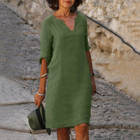 Sara - Elegantes, einfaches Kleid – Dunkelgrün