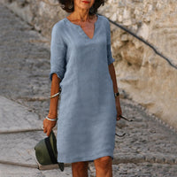 Sara - Elegantes, einfaches Kleid – Grau