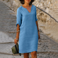 Sara - Elegantes, einfaches Kleid – Dunkelblau