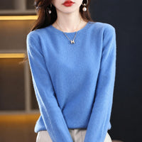 Erica - Bequemer Damenpullover mit Rundhalsausschnitt – Blau