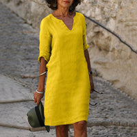 Sara - Elegantes, einfaches Kleid – Gelb