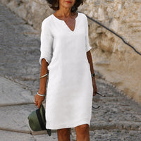 Sara - Elegantes, einfaches Kleid – Weiß