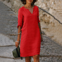 Sara - Elegantes, einfaches Kleid – Rot