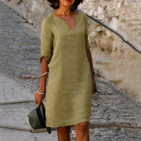 Sara - Elegantes, einfaches Kleid – Khaki