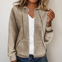 Kristel - Sweatjacke mit wabenartigem Muster – Khaki