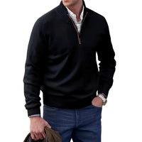 Gabriel - Komfortabler Herrenpullover mit Zipper – Schwarz