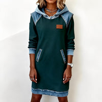 Catherine - Damen-Hoodiekleid mit langen Ärmeln und Taschen – Grün
