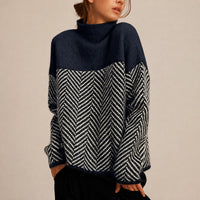 Yancy - Modischer, dicker Damenpullover – Marine