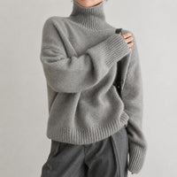 Lea - Komfortabler Rollkragenpullover für Damen – Grau