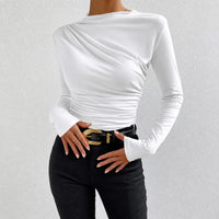 Livia - Figurbetontes Langarmshirt mit Rüschen – Weiß