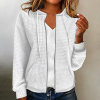 Kristel - Sweatjacke mit wabenartigem Muster – Weiß