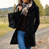 Harper - Warmer, mittellanger Mantel – Schwarz