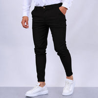 Arjun - Elegante und eng geschnittene Herren-Anzugshose – Reines Schwarz