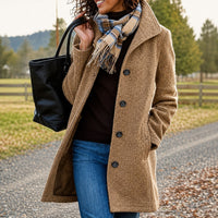 Harper - Warmer, mittellanger Mantel – Khaki