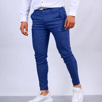 Arjun - Elegante und eng geschnittene Herren-Anzugshose – Blau